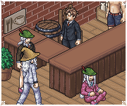 ReSpite 2D MMO screenshot featuring a gathering at the cafe.